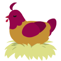 A gold and maroon chicken with a head pattern