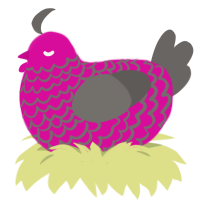 A fuchsia and grey chicken with a lace pattern