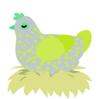 草, a silver and lime chicken with a speckle pattern