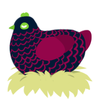 Ray, a tumblr and maroon chicken with a lace pattern