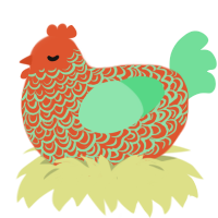 A vermilion and spring chicken with a double-lace pattern