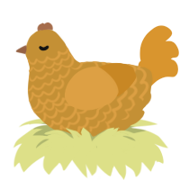 A gold and orange chicken with a lace pattern