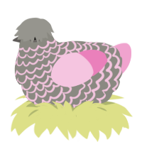 A ash and pink chicken with a lace pattern