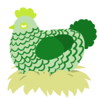 A gluppy and leaf chicken with a lace pattern