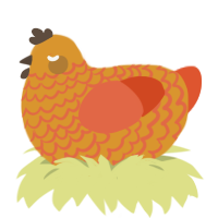 A orange and vermilion chicken with a lace pattern