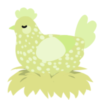 A lemon and apple chicken with a speckle pattern