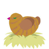 A gold and brown chicken with a bar pattern