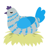 A silver and sky chicken with a bar pattern