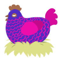 (unnamed), a indigo and fuchsia chicken with a lace pattern
