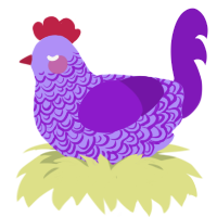 A lilac and violet chicken with a double-lace pattern