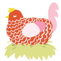 A vermilion and rose chicken with a lace pattern