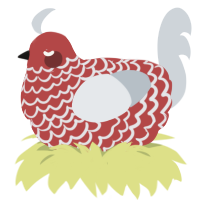 Flowing Vengeance, a red and mist chicken with a lace pattern