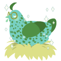 A aqua and viridian chicken with a speckle pattern
