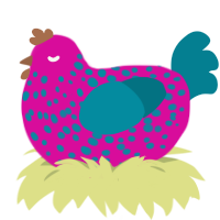 A fuchsia and sea chicken with a speckle pattern