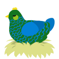 A leaf and sapphire chicken with a lace pattern