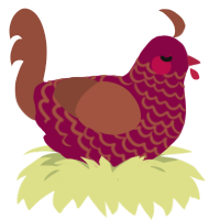 Rusty Fence, a maroon and russet chicken with a lace pattern