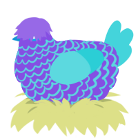 ballerina fish, a blurple and aqua chicken with a lace pattern