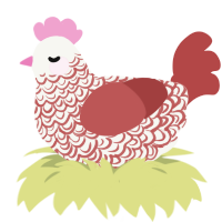 Reddy, a white and red chicken with a double-lace pattern