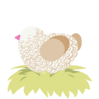 Wood Pulp, a white and beige chicken with a double-lace pattern
