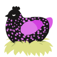 sable xyx, a sable and orchid chicken with a speckle pattern