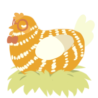 A ochre and silver chicken with a bar pattern
