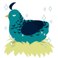 A teal and tumblr chicken with a half-lace pattern