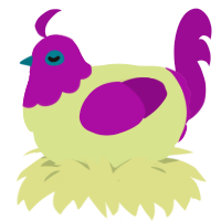 A lemon and plum chicken with a head pattern