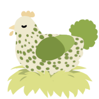A olive and blurple chicken with a speckle pattern