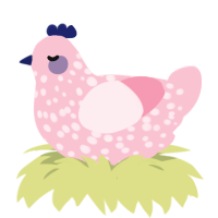 A rose chicken with a speckle pattern