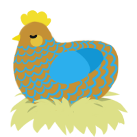 A gold and sky chicken with a lace pattern