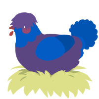 A overcast and ultramarine chicken with a head pattern