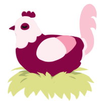 A maroon and rose chicken with a head pattern