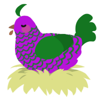 A amethyst and leaf chicken with a lace pattern