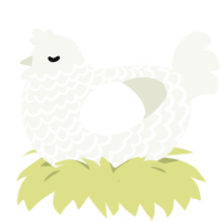A white chicken with a lace pattern