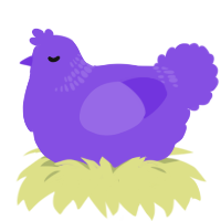 A blurple chicken with a neck-band pattern