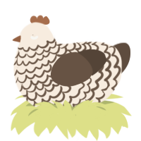 A cream and bark chicken with a lace pattern
