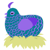 DeepDive, a sea and blurple chicken with a lace pattern