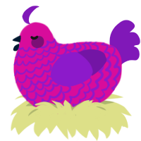 A fuchsia and violet chicken with a lace pattern