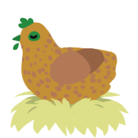 A gold and brown chicken with a speckle pattern