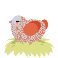 (unnamed), a mist and vermilion chicken with a double-lace pattern