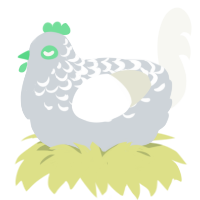 A mist and white chicken with a half-lace pattern