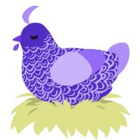 A indigo and lilac chicken with a double-lace pattern