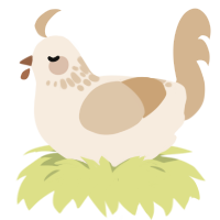 A cream and beige chicken with a neck-speckle pattern