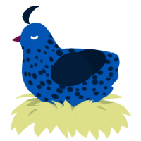 Star Shatterer, a ultramarine and tumblr chicken with a speckle pattern
