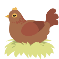 A brown and russet chicken with a neck-speckle pattern