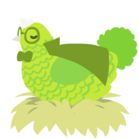 A lime and grass chicken with a lace pattern
