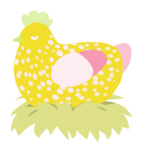 A yellow and rose chicken with a speckle pattern