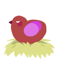 Fritter, a red and orchid chicken