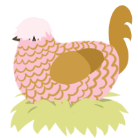 CA Cupid, a rose and gold chicken with a lace pattern