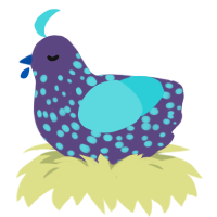 UFS blue raspberry, a overcast and aqua chicken with a speckle pattern